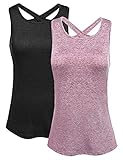 ADOME Damen Sportshirt Yoga Tank Top Fitness Shirt Laufshirt Running Oberteil Trainingshirt Ärmelloses Sporttop 3er Pack M