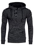 R-Neal Kapuzen-Pullover Herren Pullover Strick mit Kapuze Pulli Hoodie Zipper mit Front Brand Logo im Future Design 343, Farbe:Anthrazit, Größe:3XL