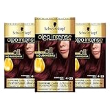 Schwarzkopf oleo intense Haarfarbe, Dreierpack, Permanente Ölfarbe, ohne Ammoniak, deckt Grau ab, Burgunderrot 4-23