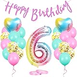 Geburtstagsdeko Mädchen 6 Jahr, Luftballon 6. Geburtstag Rosa, Ballon 6. Geburtstag, Riesen Folienballon Zahl 6, Happy Birthday Girlande Folienballon für 6 Deko Geburtstag Party M