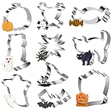 Halloween Ausstecher, Ausstechformen Halloween 10Pcs, Halloween Plätzchenausstecher Katze, Edelstahl Keksform Kürbis Grabstein, Cookie Cutters Halloween Keksausstecher Süssigkeit F