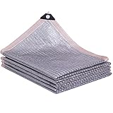 Reflektierendes Aluminiumfolien-Beschattungsnetz,Silberweiße Wärmeisolierung Schattiernetz,Sunblock-Schattentuch für Balkon-Wohnzimmer,Mesh-Sichtschutz,mit Ösen/Kordelzug (3x6.5m/9.8x21.3ft)