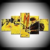 KSFBHC 5 StüCk Leinwand Wandkunst Vlies Leinwanddrucke 5 Teilig Kunstdruck5 Teilige Leinwandbilder Old Man Canvas Set Decorative Wall Modern Wohnzimmer Home Dekoration Wanddeko150X80Cm R