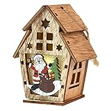 CHUXI 2021 Weihnachtsdeko Holz beleuchtete Hütten Weihnachtsbaum Dekorationen DIY Geschenk Fensterdeko O