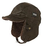 Comhats warme Trappermütze mit Kunstleder Bomber Hut Unisex Fliegermütze Fellmütze Erwachsenen für Herren Kaffeebraun 62CM
