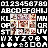CareforYou 20,3 cm Alphabet-Kuchenschablonen, Buchstaben-Schablonen, A-Z, 26 Stück, 0-9, Zahlen, Kuchenvorlagen, 10 Stück, Herz/fünfzackiger Stern/Quadrat/Regenbogen/großer Ring (47 Stück)