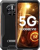 DOOGEE V10 5G Outdoor Handy ohne Vertrag, Android 11 Outdoor Smartphone 8GB+128GB 48MP Triple-Kamera, MediaTek Dimensity 700, Infrarot Thermometer 8500mAh Akku, 6,39 Zoll IP68/IP69K NFC, Orang