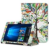 MoKo ASUS Transformer Book T101HA Hülle - Kunstleder Ständer Schutzhülle Smart Cover mit eingebaut Handschlaufe für ASUS Transformer Book 10.1' 2016 Tablet, Glück Baum (Passend für Tastatur)