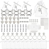 SUPERFINDINGS Gastgeschenk Taufe Hochzeitsgeschenke Schlüsselanhänger Kits Mit 20 Stück Organza Geschenktüten als Dankeschön, Gastgeschenk Für Babyparty Brautdusche Hochzeitsschmuck Partygeschenk