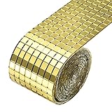 ORTUH Fliesenaufkleber Mosaik Gold Silber Fliesensticker 100x4 cm Mosaikfliesen Selbstklebende Folie Für Bad Und Küche Deko Fliesenfolie, 2 Stück