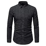 QWERD Herren Hemd Casual Plaid Shirts Modern Fit Langarm Kariert Herrenhemd Kariert langärmelig Knopfleiste Übergröße Herren-Hemd Für Anzug Business Hochzeit Freizeit Männer Langarmhemd S-8XL