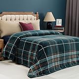 Madame Coco Iva Wellsoft Tagesdecke Bettdecke in Petrol / Benzin blau mit schlichtem Muster,150 x 220 cm & 200 x 220 cm, 100 % Polyester, Schlafzimmer Zubehör Bett Überwurfdecke (200 x 220 cm)