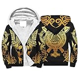 kikomia Fleece Pullover Hoodie Sweatshirt Vorderer Reißverschluss Wikinger Schädel Krähenflügel Baum Pullover Hoodie Mit Tasche white2 XL