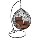 Home Deluxe - Polyrattan Hängesessel - Cielo mit Regenabdeckung - inkl. Gestell, Sitz- und Rückenkissen | Hängestuhl Gartenschaukel Hängekorb