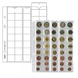 LINDNER Das Original Multi Collect Münzblätter für 5 Euro-Kursmünzensätze mit je 8 Münzen, Zwischenblätter schwarz, 5er-Packung