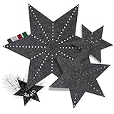 sølmo I 3 Filz Sterne für Weihnachten Tisch Deko I Filzuntersetzer Stern groß bis klein I Tisch-Untersetzer Filz als Weihnachtsdeko innen, Grau [Dark Stone]