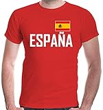 buXsbaum® Herren T-Shirt Spanien | Spain Espana Espagne Spagna Europa Ländershirt Fanshirt Flagge Trikot Reise | L, R