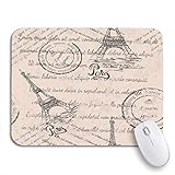 Gaming mouse pad beige verblasste textstempel eiffelturm schriftzug paris rutschfeste gummiunterlage mousepad für notebooks comp