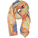 Schal XXL Halstuch Damen Unisex Motiv Kreise bunt mit Glitzer Applikation grün orange (grün)