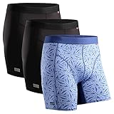 DANISH ENDURANCE Herren Sport Boxershorts, Atmungsaktiv, Sportunterwäsche, Schwarz, Grün, 3 Pack (Mehrfarbig (2 x schwarz, 1 x blau mosaik), Medium)