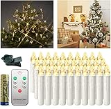 UISEBRT 30 Stück Weihnachtskerzen LED Kabellos - Warmweiß Kerzen Flammenlose mit Fernbedienung und Batterie für Weihnachtsdeko, Hochzeitsdeko, Halloween, Geburtstags, Party, Feiertag