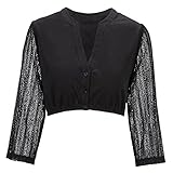 Kamellia Damen Dirndlbluse schwarz Spitze Elegante Trachtenbluse für Oktoberfest Lange Ärmel Dirndl Bluse Dirndlbluse Langarm,Schwarz,Size 36