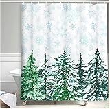 Weihnachtsbaum Duschvorhang Anti-Schimmel Duschvorhang aus Polyester Wasserabweisend Shower Curtain Anti-Bakteriell mit 12 Duschvorhangring