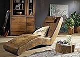 MASSIVMOEBEL24.DE | Spleen - Relax-Liege aus Polyester | vegan | braun | 180x62x87 | Beine aus Holz | Lederlook | Relax-Sessel Fernsehsessel Loung