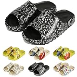 AIMINUO Kissen Slides Hausschuhe für Damen und Herren EVA Weiche Kissen Graffiti Cloud Slide Sandalen Sommer Indoor & Outdoor Dicke Sohle Rutschfeste Dusche Hausschuhe, Schwarzer Graffiti,