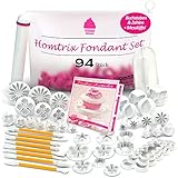 Homtrix Fondant Ausstecher Set mit Buchstaben & Zahlen - Ausstechformen Blumen, Rosen, Sterne - Tortendeko Modellierwerkzeug & Zubehör zum Torten, Kuchen Back