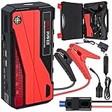 GOLDGE Starthilfe Powerbank,Autobatterie Starterpaket,Tragbares Ladegerät für Autobatterie Starthilfe,Batteriekapazität 16000mAh,Autostartspannung 12V,Spitzenstrom 1200A mit LED-Glühb