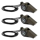 Ruifengsheng Notfallpfeife, 3 in 1 Notfallpfeife mit Kompass und Thermometer, laute Sicherheitspfeife mit Umhängeband für Outdoor-Wandern, Camping, Bootfahren, Jagd, Ang