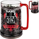 alles-meine.de GmbH 3D EIS Kristall Effekt - XXL großer - KÜHL Krug / Henkeltasse / Henkelbecher - Star Wars / Darth Vader - inkl. Name - 475 ml - Bierkrug - doppelwandig - Eiswü