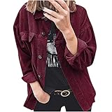 LJXLXY Frauen Strickjacke Jacke Vintage Einfarbig Lose Knopf Revers Outwear Winter Leichte Bequeme Cord Tasche M