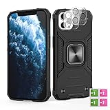 HPDUNO 2 Stück 13 Pro Max 6.7 kameraschutz Armor Hülle für iPhone 13 Pro Max 6.7 Case and panzerglas Militärische Stoßfeste Handyhülle 360 ° Ständer Cover für Auto Magnet (Black)