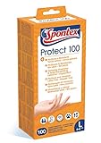 Spontex Protect Einmalhandschuhe aus Vinyl, ungepudert und latexfrei, vielseitig einsetzbar, in praktischer Spenderbox, Größe L, 100er Pack,