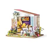 XMSIA Puppenhäuser Zimmerhandwerk mit Möbel Geburtstags-Geschenk Kreative Raum Idee Mini 3D DIY Gebäudemodell Doll House Kit Mini House Das Beste Geburtstagsgeschenk mit LED, Unisex