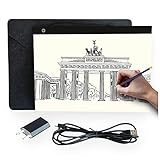 Professioneller Ultra Slim A3 LED Leuchttisch mit USB Ladegerät und hochwertiger Filzhülle | Light Pad | Leuchtkasten | Leuchtplatte zum Zeichnen | Helligkeit dimmb