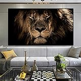 Yooyu Afrikanische große Löwen Gesicht Leinwand Gemälde an der Wand Kunst Poster und Drucke Tiere Löwen Kunst Bilder für Wohnzimmer 70x140cm R