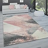 Paco Home Teppich Wohnzimmer Kurzflor Pastell Vintage Look Abstraktes Muster Versch. Styles, Grösse:60x100 cm, Farbe:Mehrfarbig