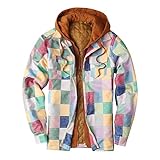 Yiartion Kariert Winterhemd Herren Ubergangsjacke Kapuzenjacke mit abzippbarer Kapuze Gepolstert Freizeitjacke Reverstasche Bomberjacke Winter Thermojacke Kapuze Blousons Zipper Jacke Sportjack