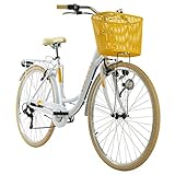 KS Cycling Damenfahrrad 26'' Cantaloupe weiß mit Korb Dacapo RH 48