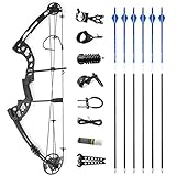 SHARROW Compoundbogenset Jagdbogen 30-55lbs Einstellbar Sportbogen Erwachsene Compound Bögen für Outdoor Bogen Jagd (Schwarz+Pfeile)