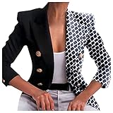 VESNIBA Damen Blazer Sakko Elegant Tailliert Business Anzug Stickjacke Slim Fit Revers Geschäft Büro Jacke Kurz Mantel Anzüge Bolero mit Knop