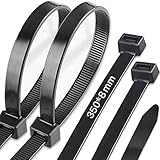 Caiery 100 Stück Große lange Kabelbinder 350 mm x 8 mm, UV-Beständig ultra starke Kabelbinder mit 50 kg Zugfestigkeit, Schw