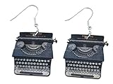 Miniblings Schreibmaschine Ohrringe Hänger Schreiben Alte Schrift gelasert Holz - Handmade Modeschmuck I Ohrhänger Ohrschmuck versilb