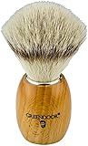 VEGANER Premium Rasierpinsel, einheimisches hartes Kirschholz + synthetischer Silvertip, sehr haltbar, macht wunderbaren Schaum, Handarbeit in deutscher Manufaktur, Männer Geburtstags-Geschenk
