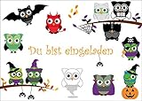 10-er Set gruselige Eulen-Einladungskarten (10646) zur Halloween- oder Gruselparty von EDITION COLIBRI - umweltfreundlich, da klimaneutral gedruck