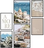 Papierschmiede® Mood-Poster Set La Dolce Vita | Bilder als Wanddeko | Wohnzimmer & Schlafzimmer | 2x 30x40cm und 4x 21x30cm für IKEA-Rahmen | Italien Altstadt Strand Meer Urlaub - ohne R