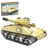 BANDRA Panzer Spielzeug 593 Stück DIY WW2 Militär M4 Medium Panzer Baustein Modell kompatibel mit Leg